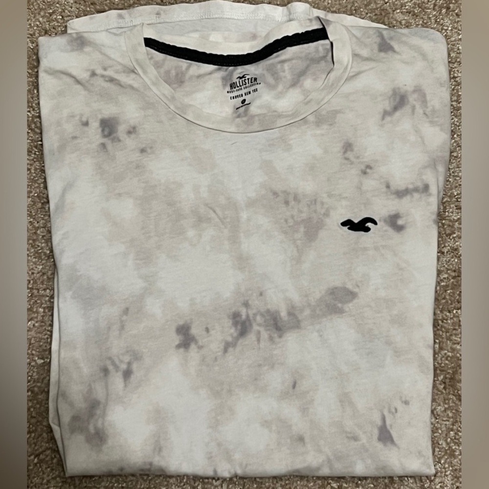 Hollister Mens Tie-dye Shirt White and Gray Purple - Picture 2 of 5